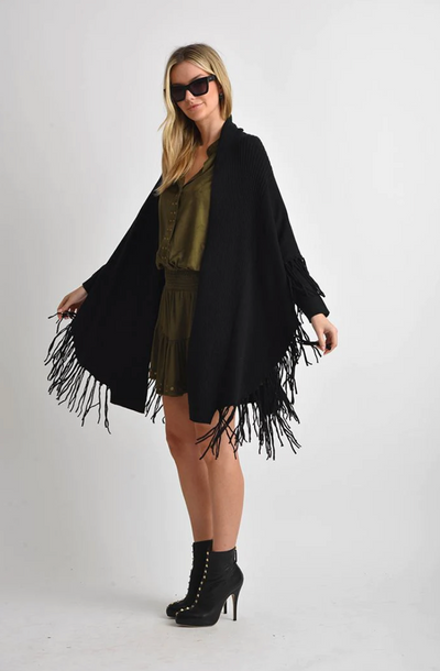 Heaven Draped Cardigan with Fringe Hem