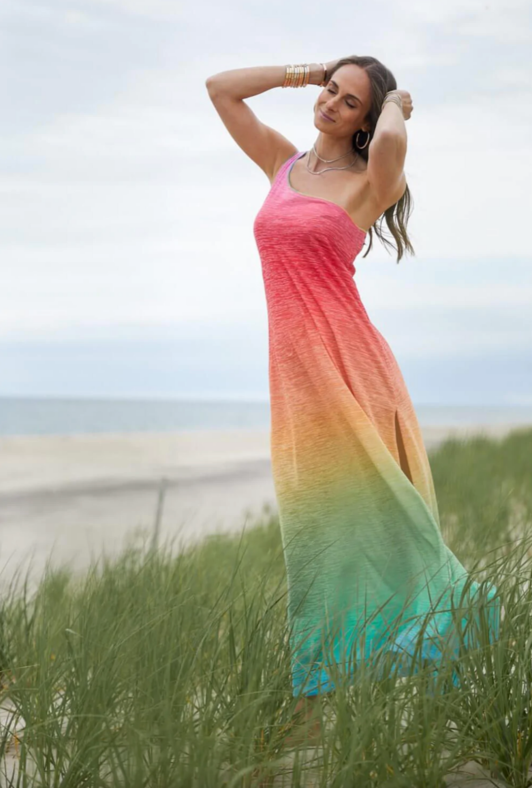 PITUSA One Shoulder Rainbow Dress – HTB Boutique