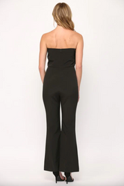 Luanne Strapless Jumpsuit with Feather Trim