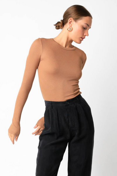 Ribbed Fitted Long Sleeve Top