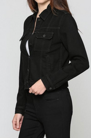Dakota Black Cropped Fitted Jean Jacket