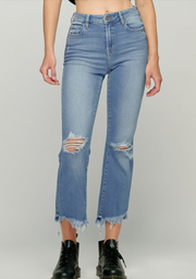 Helena High Rise Cropped Flare with Uneven Hem