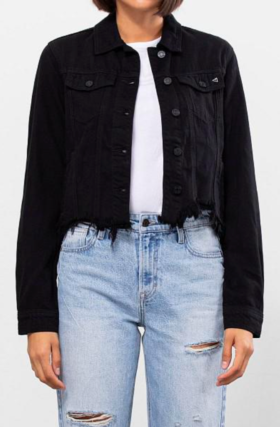 Classic Black Distressed Jean Jacket
