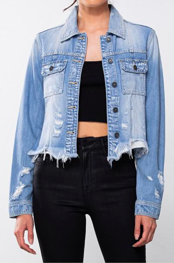 Bonfire Nights Distressed Denim Jacket (1XL to 3XL) – AllyOops Boutique