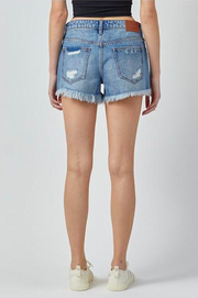 Kenzie Mid Basic Frayed Jean Shorts