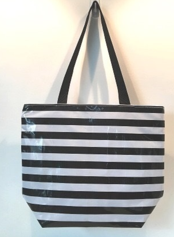Personalized Black & White Striped Bag