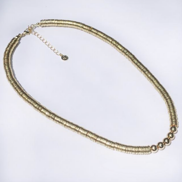 Tube Tile Necklace - White/Gold