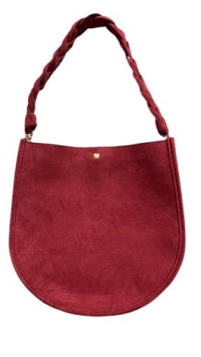 U Shaped Faux Suede Braided Strap Bag