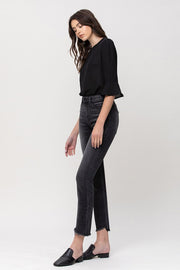 Kenny High Rise Washed Black Straight Jean