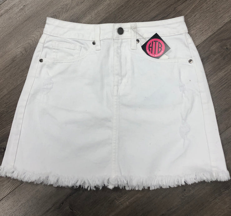 White A-Line Denim Skirt
