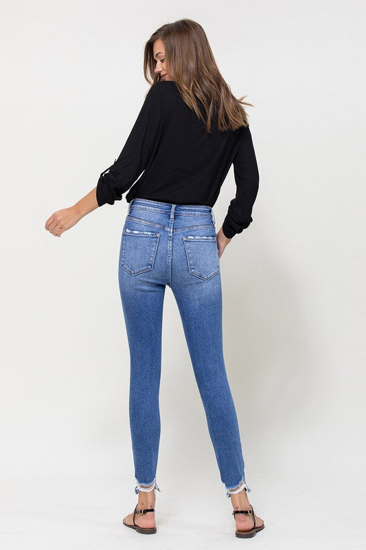 Holly Exposed Button High Rise Crop Skinny Jean