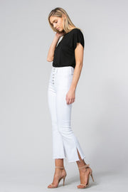 White High Rise Cropped Flare Jean