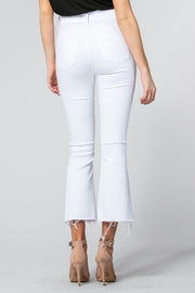 White High Rise Cropped Flare Jean