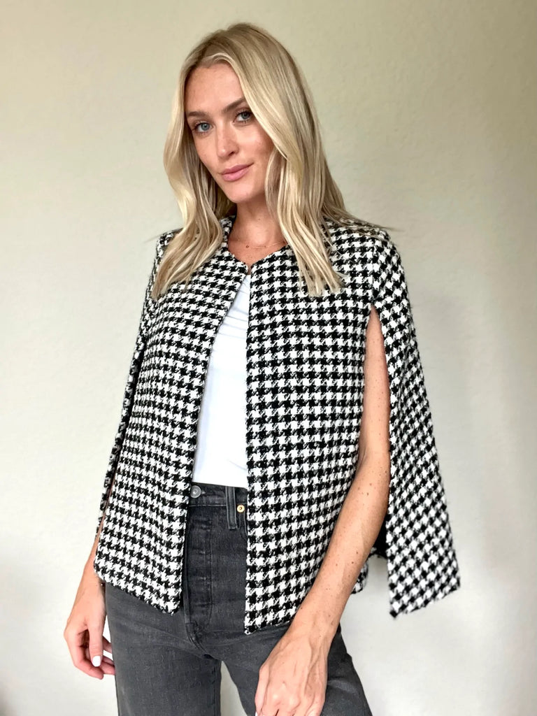 Miranda Houndstooth Cape Blazer