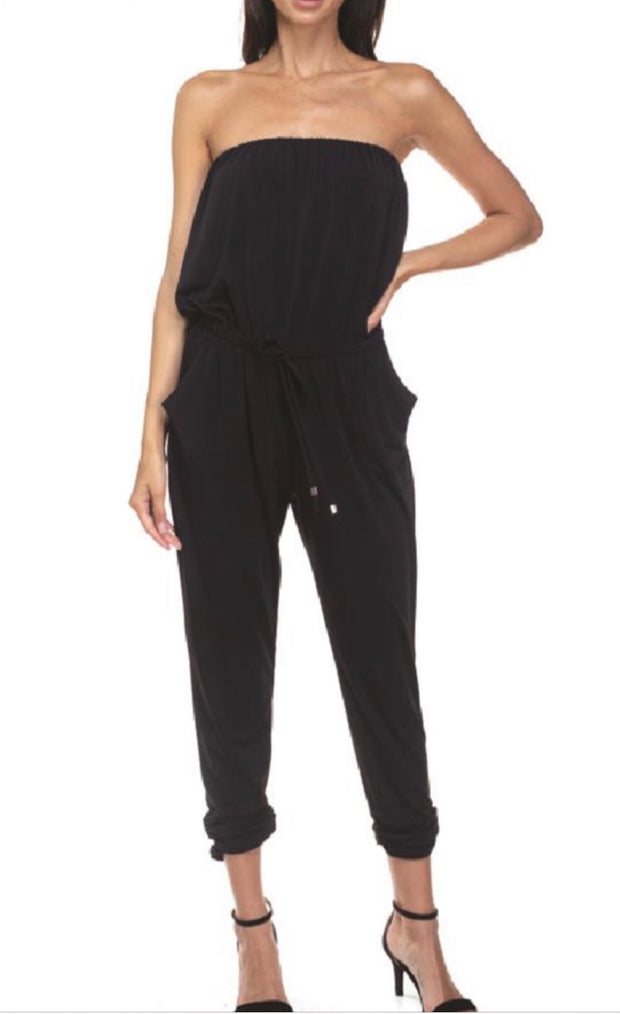 Strapless Jumpsuit with Pockets
