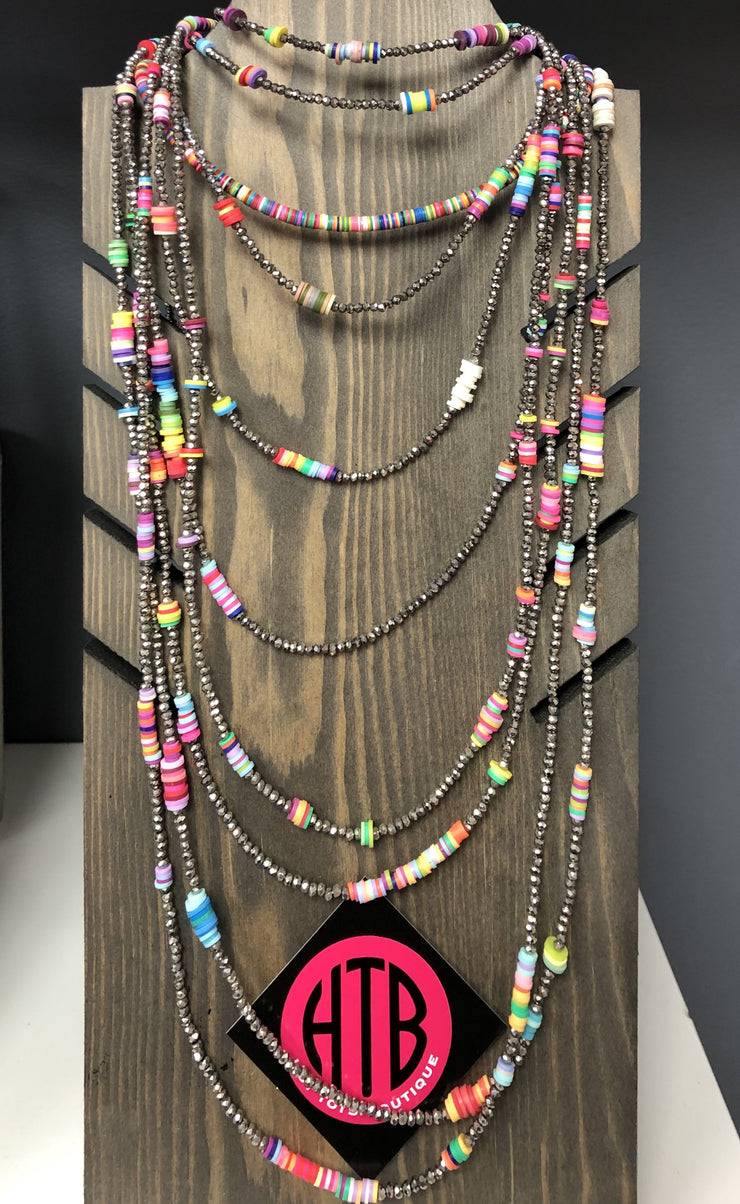 Summer Crystal/Rainbow Beaded Necklace