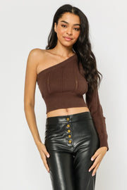 Cropped One Shoulder Sweater