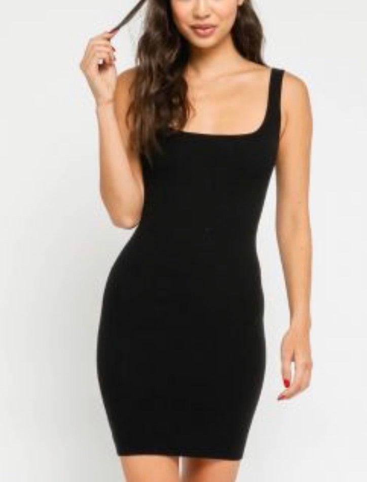 Black Fitted Tank Dress