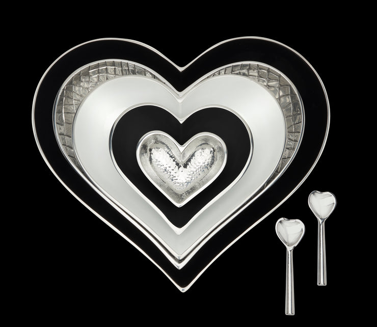 Black & White Heart Set of 5