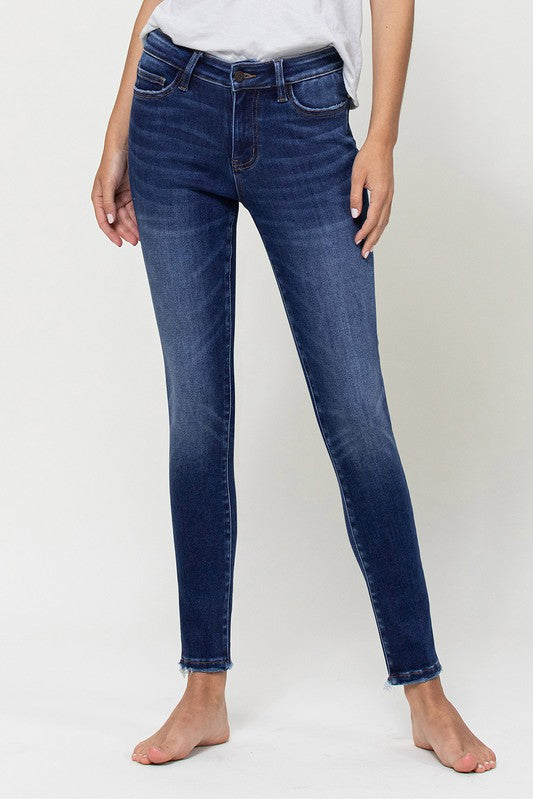 Ava Dark Mid Rise Ankle Skinny Jean - No Rips