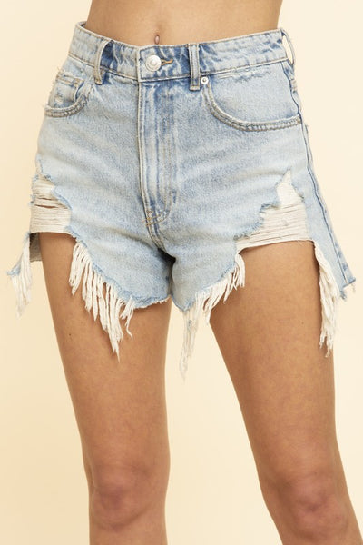 Frayed Oversized Denim Shorts