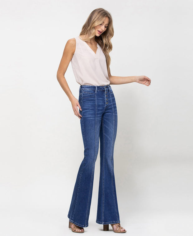 High Rise Flare with Seamed Front Jean