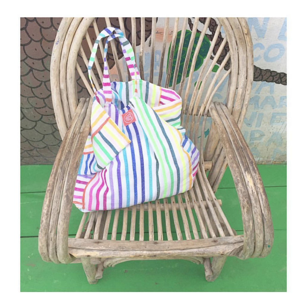 Designer beach bag, Cabas Sun, yellow striped - 1789 CALA - Salt and Sun