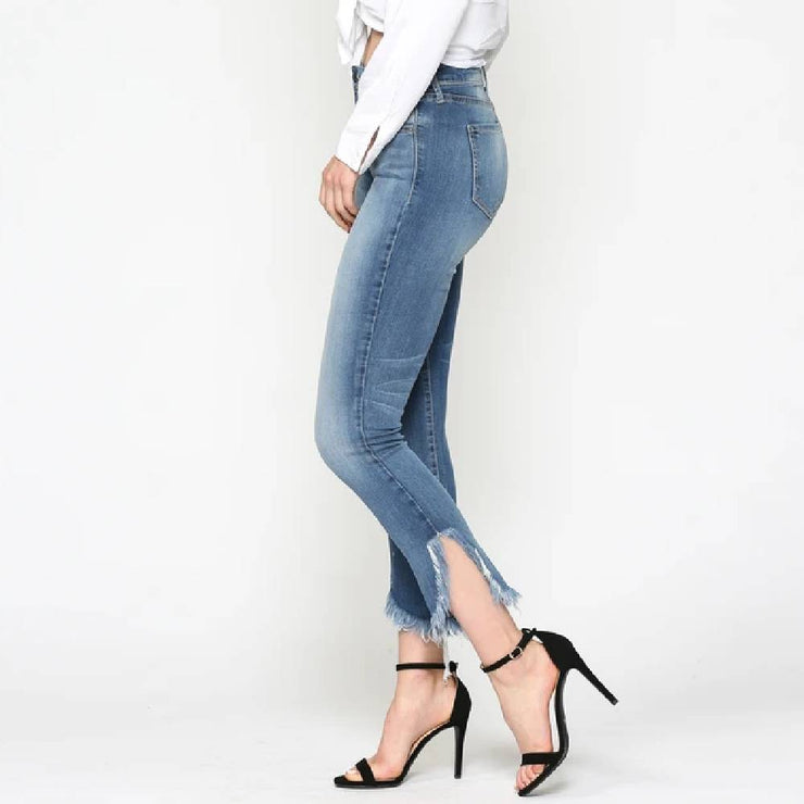 Angie High Rise Frayed Skinny Jeans