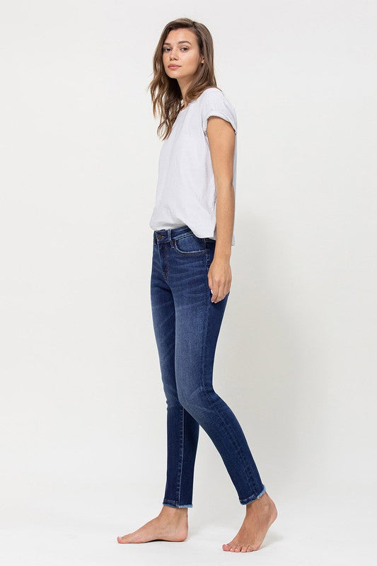 Ava Dark Mid Rise Ankle Skinny Jean - No Rips