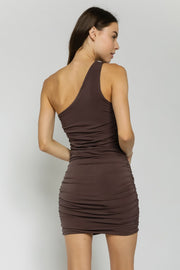 Ruched One Shoulder Fitted Dress